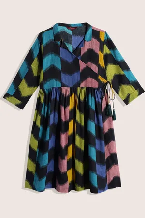 Sangria Teen Girls Multicoloured Printed Pure Cotton Dress
