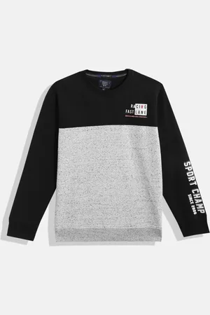 Indian Terrain Boys Colourblocked Round-Neck Sweatshirt with Printed Detail