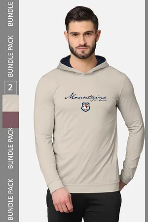 bullmer Men Pack of 2 Beige & Taupe Long Sleeves T-shirt