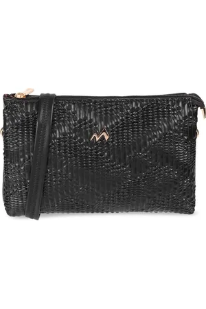 Metro Black Textured Structured Sling Bag