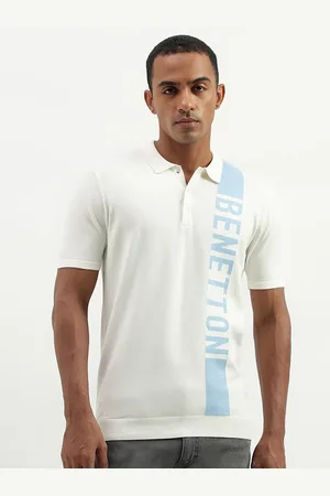 Benetton Typography Printed Polo Collar Cotton Casual T-shirt