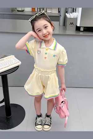 LULU & SKY Girls Polo Collar Shirt with Shorts