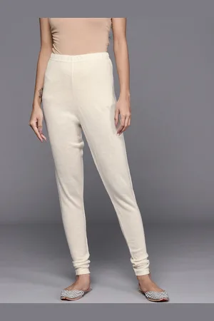 Biba Women Off-White Solid Churidar Length Leggings