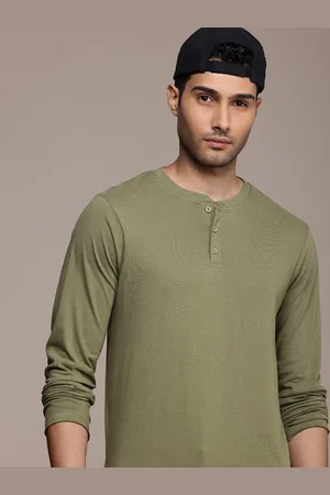 Roadster The Life Co. Pure Cotton Henley Neck Long Sleeves Casual T-shirt