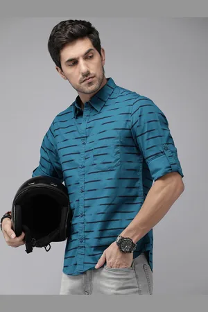 Roadster The Lifestyle Co. Men Pure Cotton Horizontal Stripes Casual Shirt