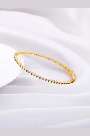 GIVA 925 Sterling Silver Gold-Plated Stone-Studded Bangle