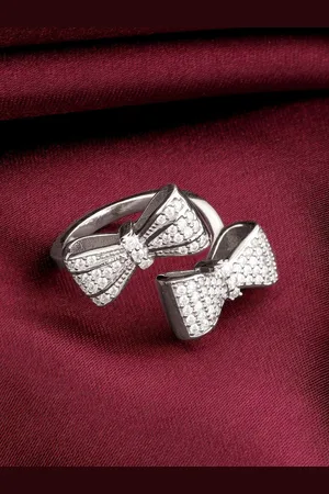 GIVA Rhodium-Plated Cubic Zirconia 925 Sterling Silver Adjustable Finger Ring