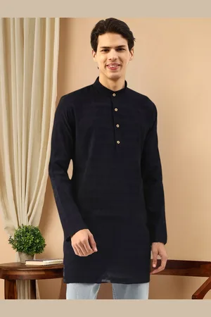 TATTVA Long Sleeves Mandarin Collar Thread Work Pathani Kurta
