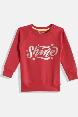 Eteenz Girls Typography Printed Cotton Sweatshirt