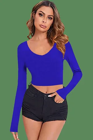 Dream Beauty Fashion Women V-Neck Fitted Crop Top