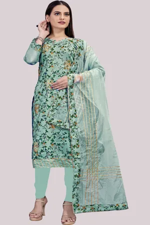 HERE&NOW Floral Printed Gotta Patti Unstitched Dress Material