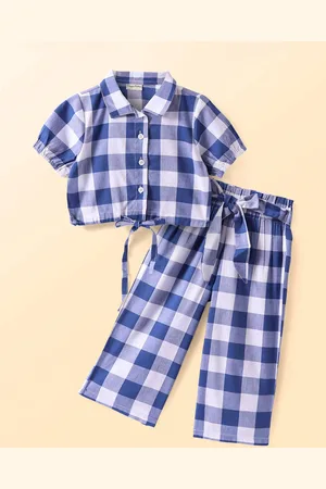 CrayonFlakes Girls Checked Shirt with Palazzos