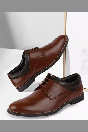 FAUSTO Men Tan Brown Solid Formal Derbys