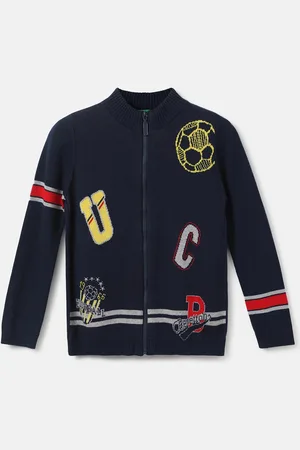 Benetton Boys Navy Blue Printed Cotton Sweatshirt