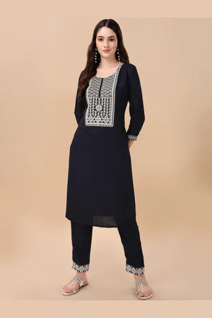 GUFRINA Women Embroidered Thread Work Kurta with Trousers