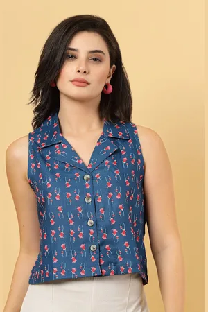 RAASSIO Print Crepe Shirt Style Top