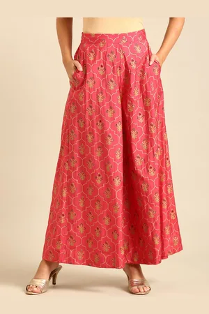 De Moza Women Ethnic Motifs Printed Pleated Wide Leg Regular Trousers