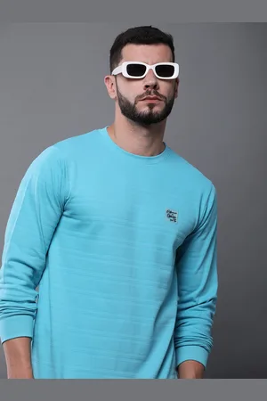 Difference of Opinion Men Solid Popcorn Structure Long Sleeve Crew Neck T-Shirt
