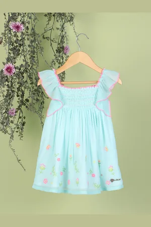 Nauti Nati Girls Floral Embroidered Georgette A-Line Dress