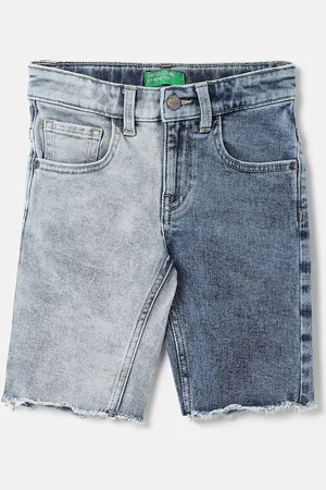 Benetton Boys Colourblocked Cotton Denim Shorts