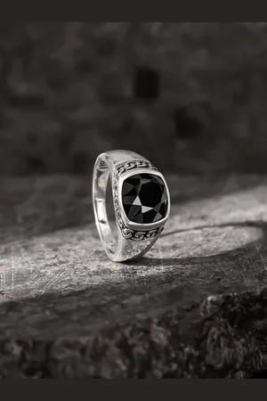 GIVA 925 Silver Rhodium-Plated Black Radiance Ring For Him