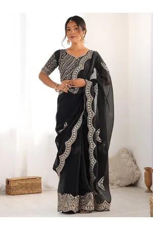 Satrani Embellished Sequinned Organza Heavy Work Saree