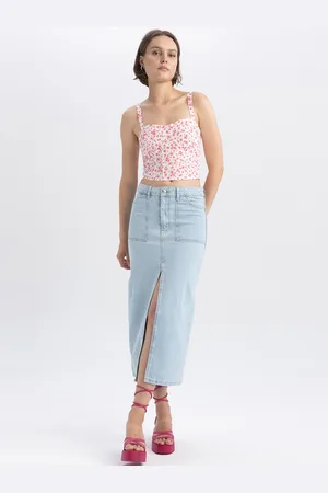 DeFacto Straight Front-Slit Midi Skirts