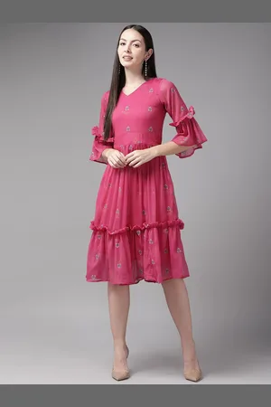 BAESD Fwd fresh drops Women Floral Printed Bell Sleeve Fit & Flare Dress