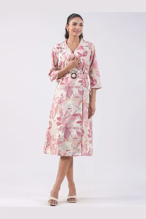 JISORA Women Cotton Floral Print A-Line Dress