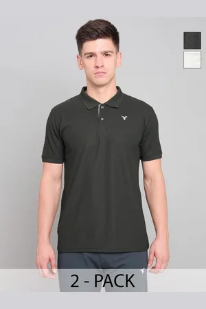 TECHNOSPORT Men 2 Polo Collar Antimicrobial Slim Fit T-shirt