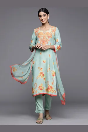 Biba Women Green Paisley Printed Kurta with Trousers & With Dupatta