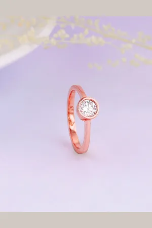 GIVA Rose Gold Plated 925 Sterling Silver Stones Studded Finger Ring