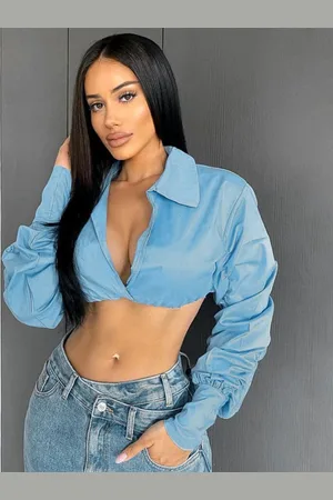Stylecast Women Twisted Shirt Style Crop Top