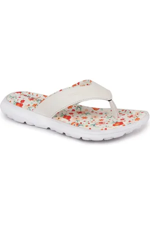 FAUSTO Women White & Red Printed Thong Flip-Flops