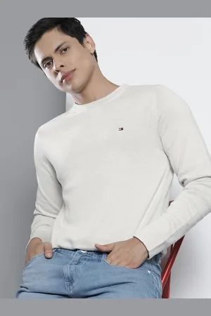 Tommy Hilfiger Men Off White Organic Cotton Pullover