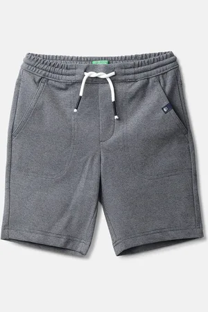 Benetton Boys Grey Solid Regular Shorts