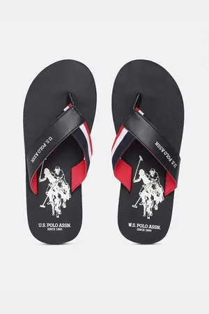 U.S. Polo Assn. Men Black Printed Thong Flip-Flops