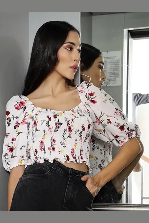 DressBerry Women Floral Printed Blouson Crop Top