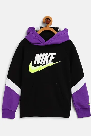 Nike Boys Black & Purple Futura Bolt Colourblocked Hoodie Sweatshirt