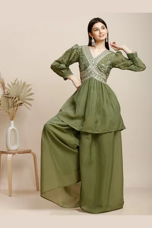 MADHURAM Women Floral Embroidered Top with Palazzos