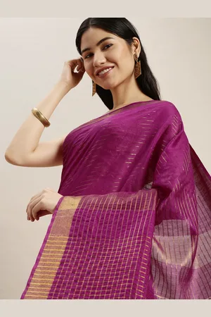 swatika Purple Woven Design Bhagalpuri Saree with Unstitched Blouse Piece