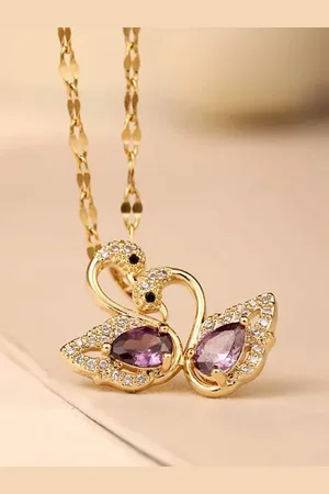 FIMBUL Dazzling Swan Jewelry Collection Crystals Charm Necklace