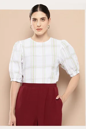 Chemistry Checked Seersucker Cotton Top