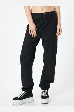 Koton Women Loose Fit Low-Rise Pure Cotton Cargo Trousers