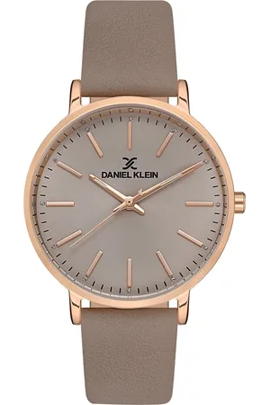 Daniel Klein Women Rose Gold-Toned Embellished Dial & Brown Leather Straps Analogue Watch DK 1 13046-6
