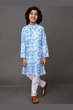 VESHAM Boys Blue Printed Kurta with Trousers