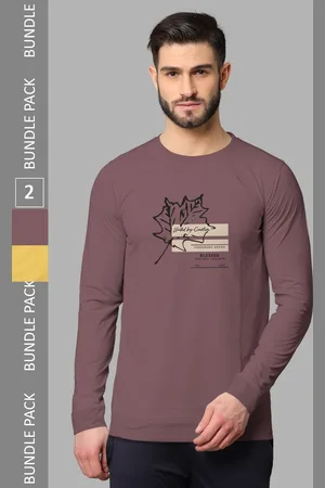 bullmer Pack Of 2 Typography Printed Cotton T-shirts