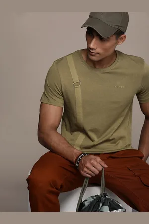 FORCE IX Men Pure Cotton Round Neck T-shirt With Buckle Detail