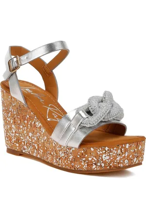 London Rag Women Printed Leather Wedge Sandals