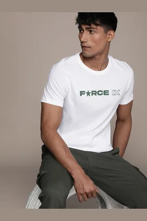 FORCE IX Men Pure Cotton Brand Logo Printed T-shirt With Applique Detail